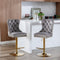 A&A Furniture,Thick Golden Swivel Velvet Barstools Adjusatble Seat Height from 25-33 Inch, Modern Upholstered Bar Stools with Backs Comfortable Tufted for Home Pub and Kitchen Island (Gray,Set of 2) - Supfirm