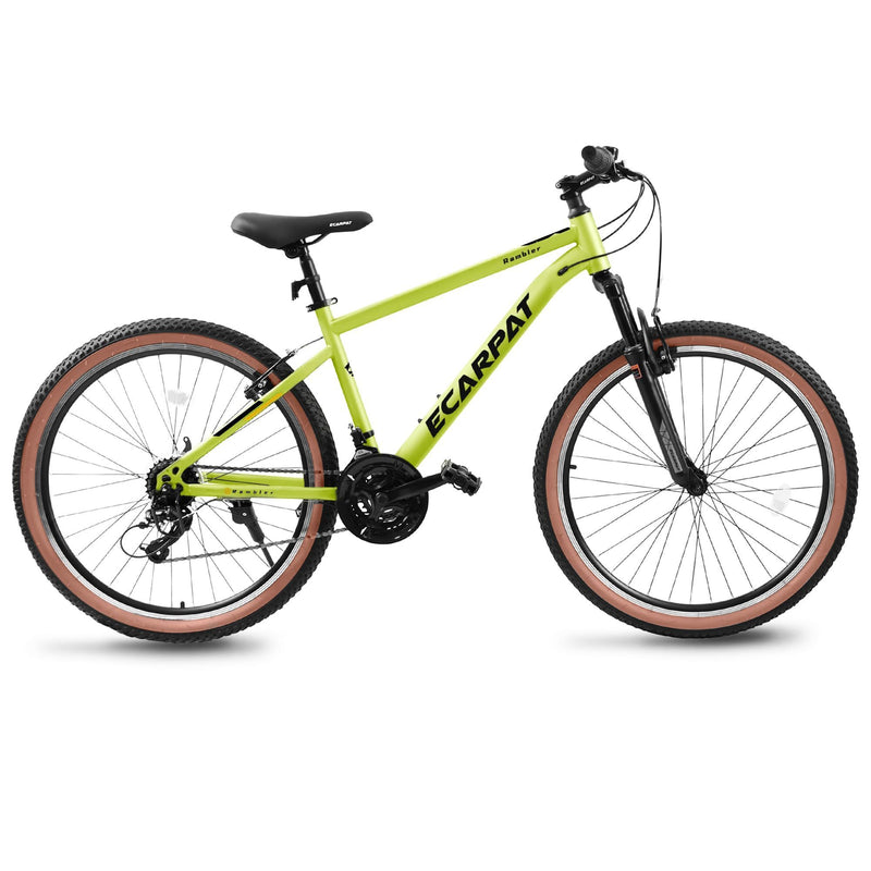 Supfirm Ecarpat Mountain Bike 26 Inch Wheel, 21-Speed U-Brakes Twist Shifter, Carbon Steel Frame Youth Teenagers Mens Womens Trail Commuter City Snow Beach Mountain Bikes Bicycles