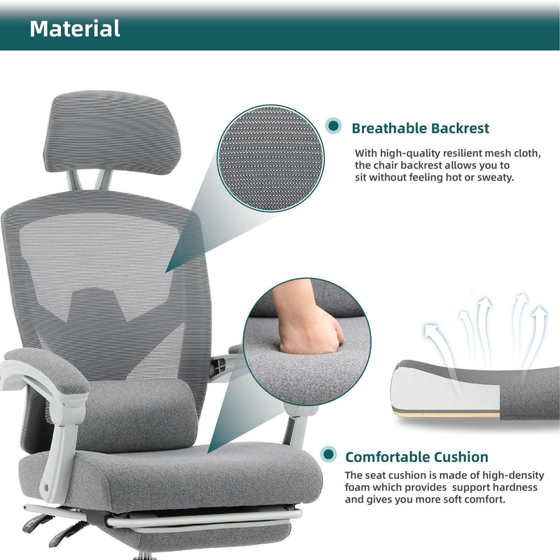 SWEETCRISPY Mesh High Back Ergonomic Office Chair Lumbar Support Pillow Computer Desk Chair - Supfirm