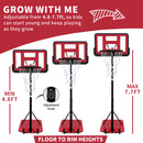 Supfirm Use for Outdoor Height Adjustable 4.8 to 7.7ft Basketball Hoop 44 Inch Backboard Portable Basketball Goal System with Stable Base and Wheels