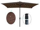 Supfirm 10 x 6.5t Rectangular Patio Umbrella Solar LED Lighted Outdoor Market Table Waterproof Umbrellas Sunshade with Crank and Push Button Tilt for Garden Deck Backyard Pool Shade Outside Deck Swimming Pool