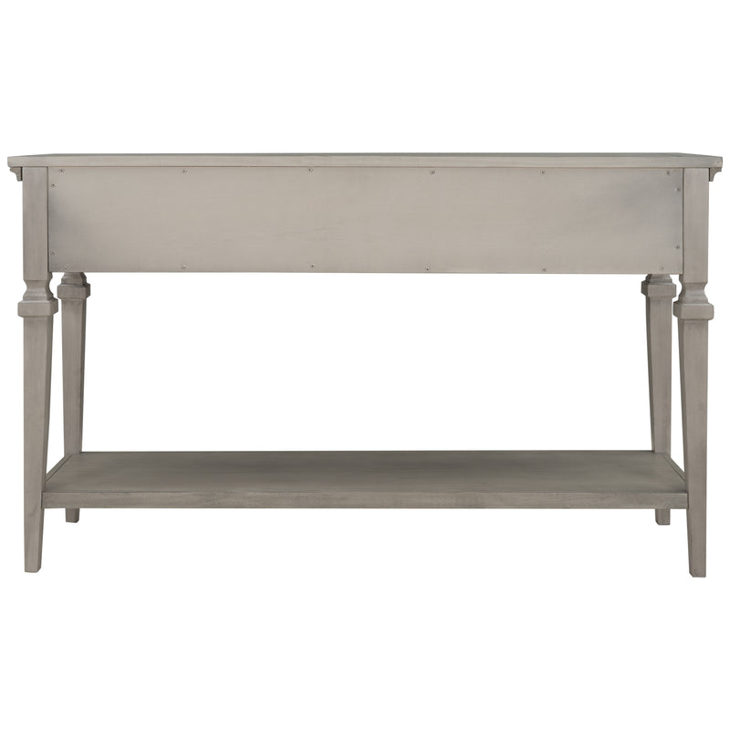 Supfirm TREXM Classic Retro Style Console Table with Three Top Drawers and Open Style Bottom Shelf, Easy Assembly (Gray Wash)