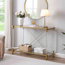 Supfirm 43.31'' Golden Glass Sofa Table, Acrylic Side Table, Console Table for Living Roome& Bedroom