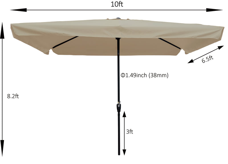 Supfirm 10 x 6.5ft Rectangular Patio Umbrella Outdoor Market  Umbrellas with Crank and Push Button Tilt for Garden   Swimming Pool Market