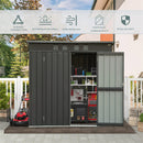 Supfirm Backyard Storage Shed with Sloping Roof Galvanized Steel Frame Outdoor Garden Shed Metal Utility Tool Storage Room with Latches and Lockable Door (6x4ft, Black)