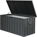 Supfirm 150 Gallon Outdoor Storage Deck Box Waterproof, Large Patio Storage Bin for Outside Cushions, Throw Pillows, Garden Tools, Lockable (Dark Gray)