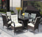 Supfirm Patio 7-Piece Rectangular Dining Set with 6 Dining Chairs (Brown &Beige Cushion )