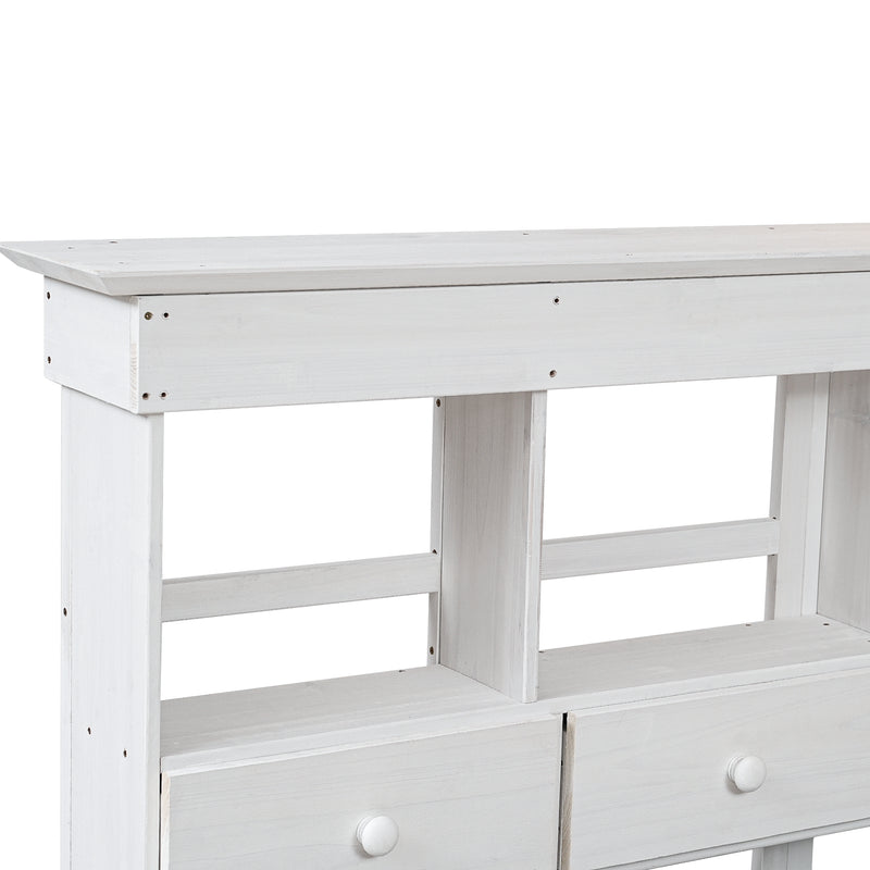 Supfirm [Video Provided] TOPMAX Garden Potting Bench Table, Rustic and Sleek Design with Multiple Drawers and Shelves for Storage, White and Gray