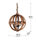 4 - Light Wood Chandelier, Hanging Light Fixture with Adjustable Chain for Kitchen Dining Room Foyer Entryway, Bulb Not Included - Supfirm