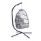 Supfirm Outdoor Patio Wicker Folding Hanging Chair,Rattan Swing Hammock Egg Chair With Cushion And Pillow