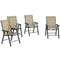 Supfirm Set of 4 Patio Folding Chairs, Stackable Outdoor Sling Patio Dining Chairs with Armrests for Lawn, Camping, Dining, Beach, Metal Frame, No Assembly, Light Mixed Brown