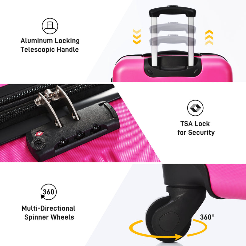 Supfirm Hardshell Luggage Sets 2Pcs + Bag Spinner Suitcase with TSA Lock Lightweight 20" + 28"