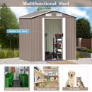 Supfirm TOPMAX Patio 6ft x4ft Bike Shed Garden Shed, Metal Storage Shed with Adjustable Shelf and Lockable Door, Tool Cabinet with Vents and Foundation for Backyard, Lawn, Garden, Brown