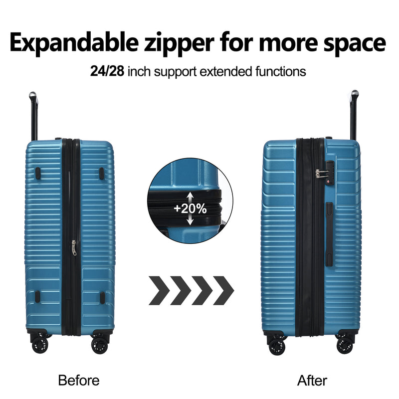 Supfirm Hardshell Luggage Sets 3 Piece double spinner 8 wheels Suitcase with TSA Lock Lightweight 20''24''28''