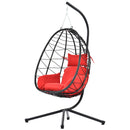 Supfirm Egg Chair with Stand Indoor Outdoor Swing Chair Patio Wicker Hanging Egg Chair Hanging Basket Chair Hammock Chair with Stand for Bedroom Living Room Balcony