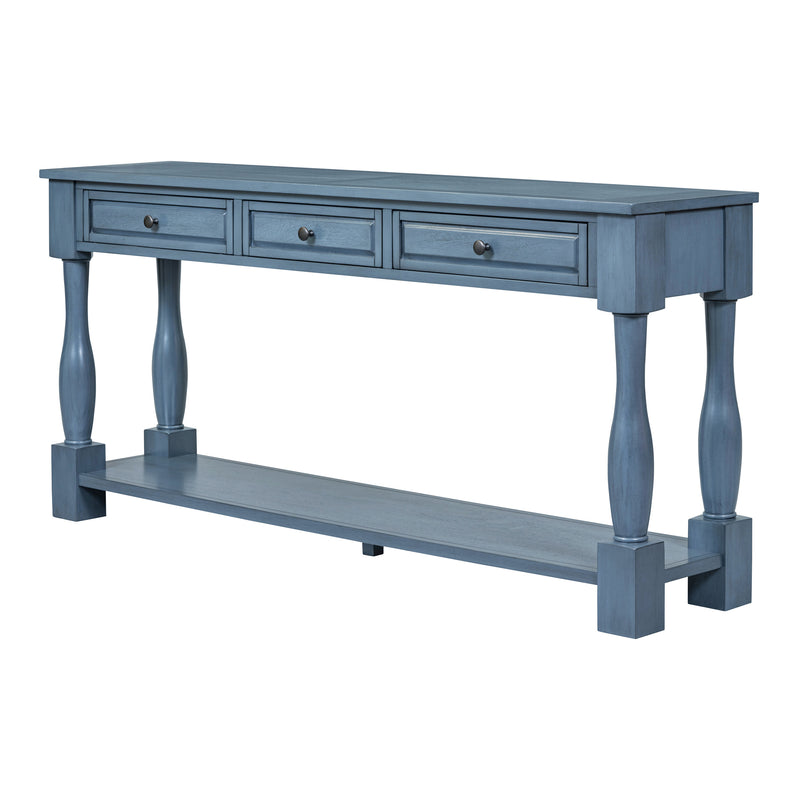 Supfirm TREXM Console Table 63" Long Console Table with Drawers and Shelf for Entryway, Hallway, Living Room (Navy, OLD SKU: WF299371AAM)