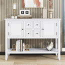 Supfirm TREXM Cambridge Series  Ample Storage Vintage Console Table with Four Small Drawers and Bottom Shelf for Living Rooms, Entrances and Kitchens (White, OLD SKU: WF190263AAA)