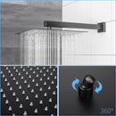 Supfirm Shower System with Waterfall Tub Spout,12 Inch Wall Mounted Square Shower System with Rough-in Valve,Matte black