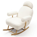 Supfirm Modern Sherpa Fabric Nursery Rocking Chair,Accent Upholstered Rocker Glider Chair for Baby and Kids,Comfy Armchair with Gold Metal Frame,Leisure Sofa Chair for Nursery/Bedroom/Living Room/Office,Beige