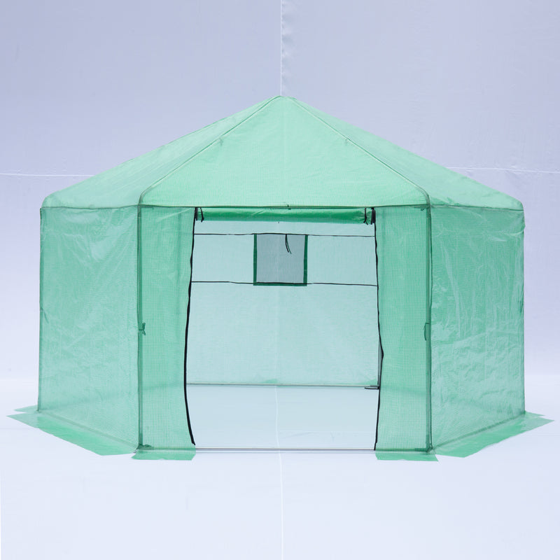 Supfirm Walk-in Greenhouse Hexagonal Upgrade Reinforced Frame Heavy Duty Plastic Greenhouse Reinforced Thickened Waterproof Insulation(13.1*8.6 ft)