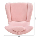 Supfirm Rocking Chair Nursery, Teddy Upholstered Rocker Glider Chair with High Backrest, Adjustable Headrest & Pocket, Comfy Glider Chair for Nursery, Bedroom, Living Room, Offices, Rubber wood, pink