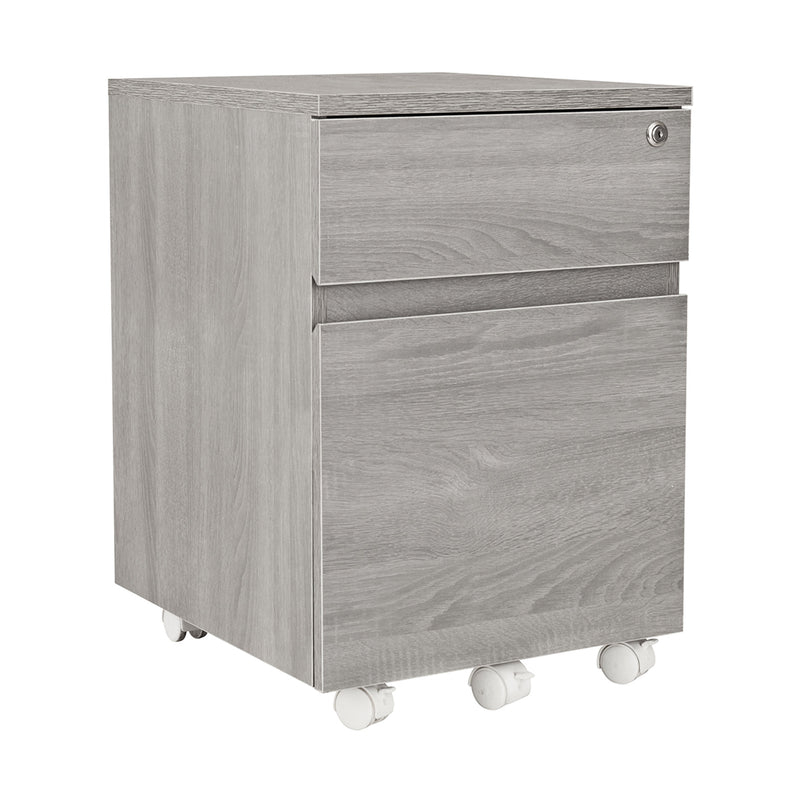 Supfirm Rolling Two Drawer Vertical Filing Cabinet with Lock and Storage, Grey