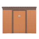 Supfirm 4.2 x 9.1 Ft Outdoor Storage Shed, Metal Tool Shed with Lockable Doors Vents, Utility Garden Shed for Patio Lawn Backyard,Brown