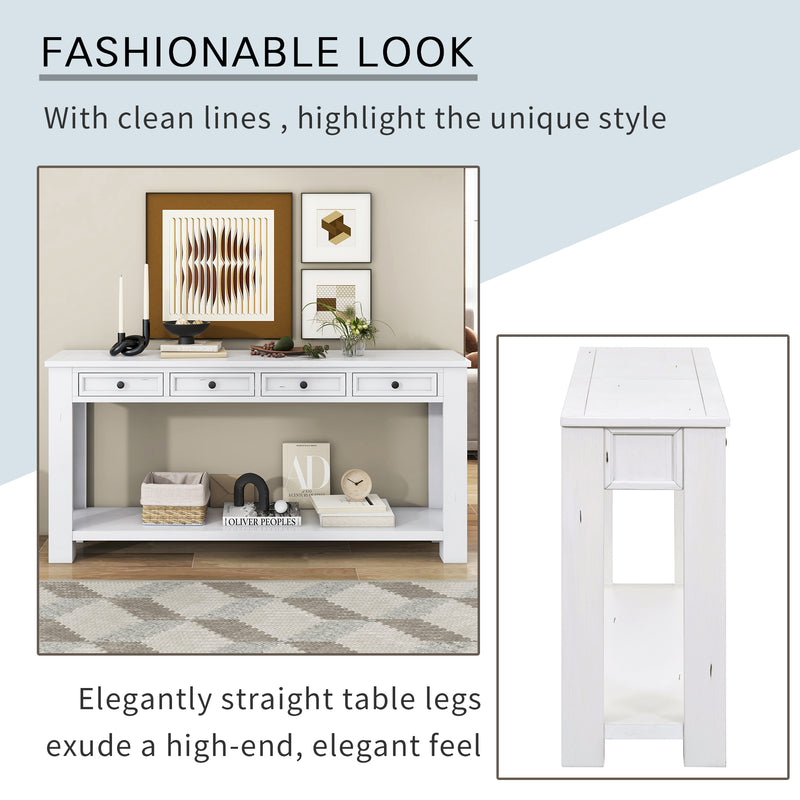 Supfirm TREXM Console Table/Sofa Table with Storage Drawers and Bottom Shelf for Entryway Hallway(Antique White)