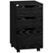 Supfirm 3 Drawer Office Storage Cabinet, Under Desk Cabinet with Wheels, Black Wood Grain