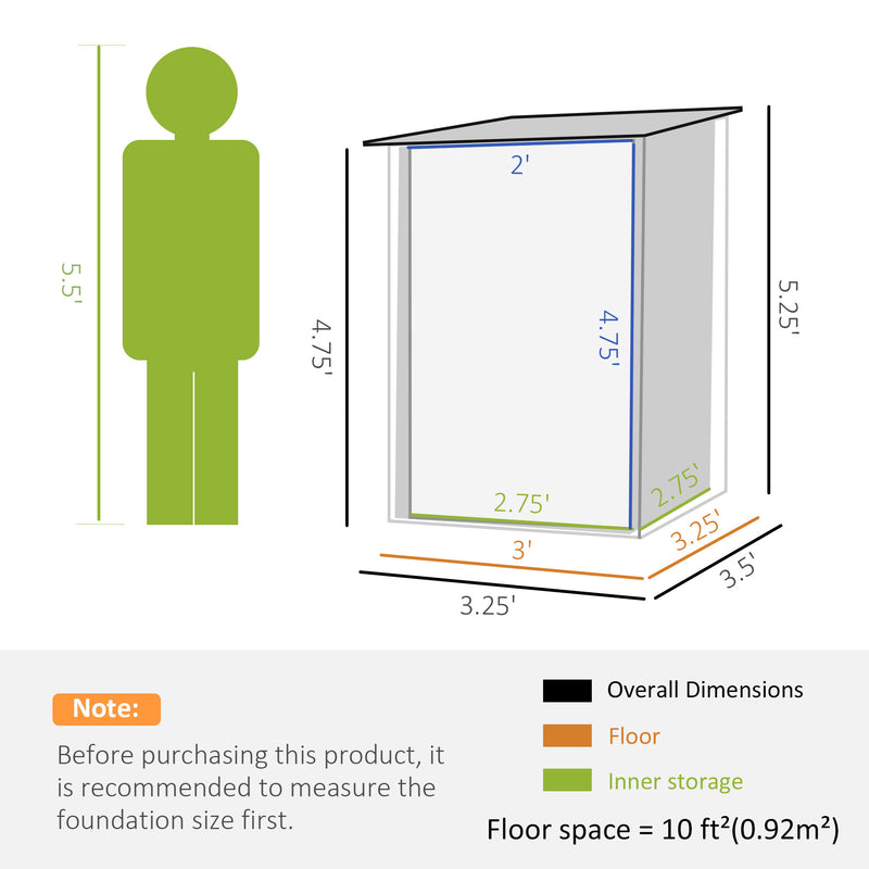 Supfirm 3.3' x 3.4' Outdoor Storage Shed, Galvanized Metal Utility Garden Tool House, 2 Vents and Lockable Door for Backyard, Bike, Patio, Garage, Lawn, Gray