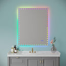 Supfirm 40×32 inch LED Bathroom Mirror with Lights Backlit RGB Color Changing Lighted Mirror for Bathroom Wall Dimmable Anti-Fog Memory Rectangular Vanity Mirror (RGB Multicolor Backlit + Front-Lighted ) - Supfirm