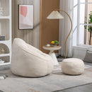 Bedding Bean Bag Sofa Chair High Pressure Foam Bean Bag Chair Adult Material with Padded Foam Padding Compressed Bean Bag With Footrest - Supfirm