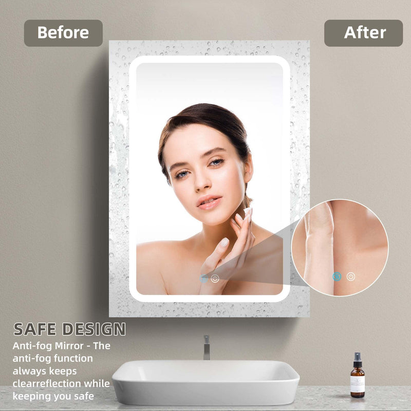 Supfirm 30x20 inch LED Bathroom Medicine Cabinet Surface Mounted Cabinets With Lighted Mirror White Right Open - Supfirm