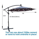 Supfirm 10 ft Outdoor Patio Umbrella Solar Powered LED Lighted Sun Shade Market Waterproof 8 Ribs Umbrella with Crank and Cross Base for Garden Deck Backyard Pool Shade Outside Deck Swimming Pool