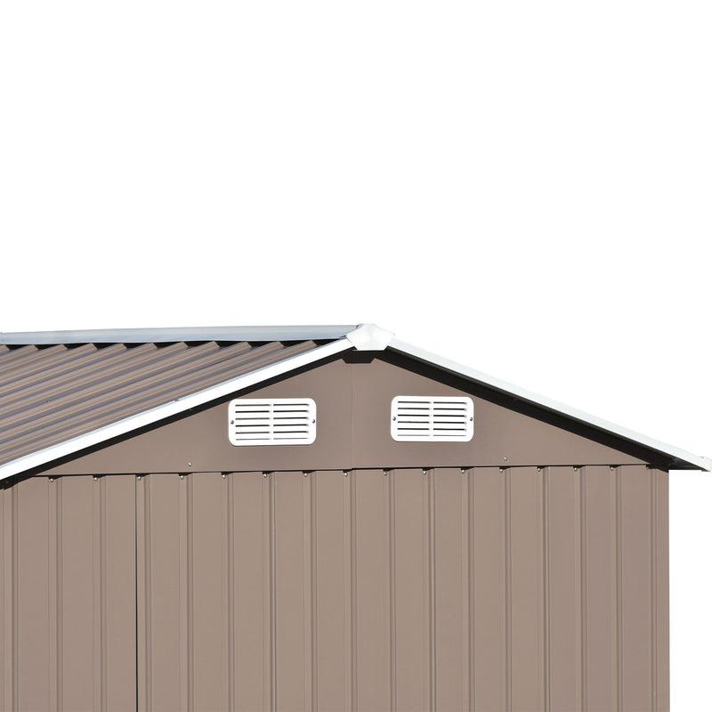 Supfirm TOPMAX Patio 6ft x4ft Bike Shed Garden Shed, Metal Storage Shed with Adjustable Shelf and Lockable Door, Tool Cabinet with Vents and Foundation for Backyard, Lawn, Garden, Brown