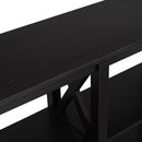 Supfirm TREXM Console Table with 3-Tier Open Storage Spaces and "X" Legs, Narrow Sofa Entry Table for Living Room, Entryway and Hallway (Black)