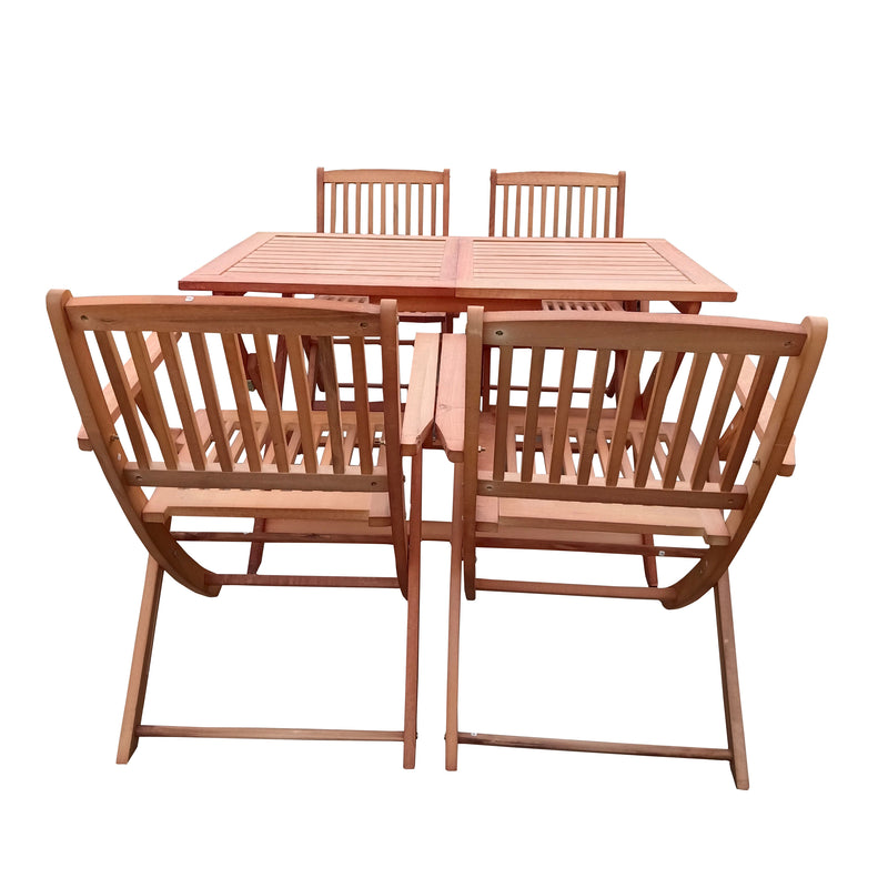 Supfirm Foldable Patio Dining Set, 4 Folding Chairs & 1 Dining Table, Indoor and outdoor universal,Teak