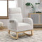 Supfirm [Video] Welike 27.6"W Modern Accent High Backrest Living Room Lounge Arm Rocking Chair, Two Side Pocket ,Teddy White (Ivory)