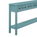 Supfirm TREXM Rustic Entryway Console Table, 60" Long Sofa Table with two Different Size Drawers and Bottom Shelf for Storage (Turquoise Green)