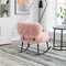 Supfirm 25.2'' Wide Faux Fur Plush Nursery Rocking Chair, Baby Nursing Chair with Metal Rocker, Fluffy Upholstered Glider Chair, Comfy Mid Century Modern Chair for Living Room, Bedroom (Pink)