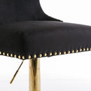 Seat Wide19.3 inches,Golden Swivel Velvet Barstools Adjusatble Seat Height from 25~33 Inch, Wing-Back Upholstered Bar Stools with Backs Comfortable Tufted for Kitchen Island or Bar,Black,Set of 2 - Supfirm