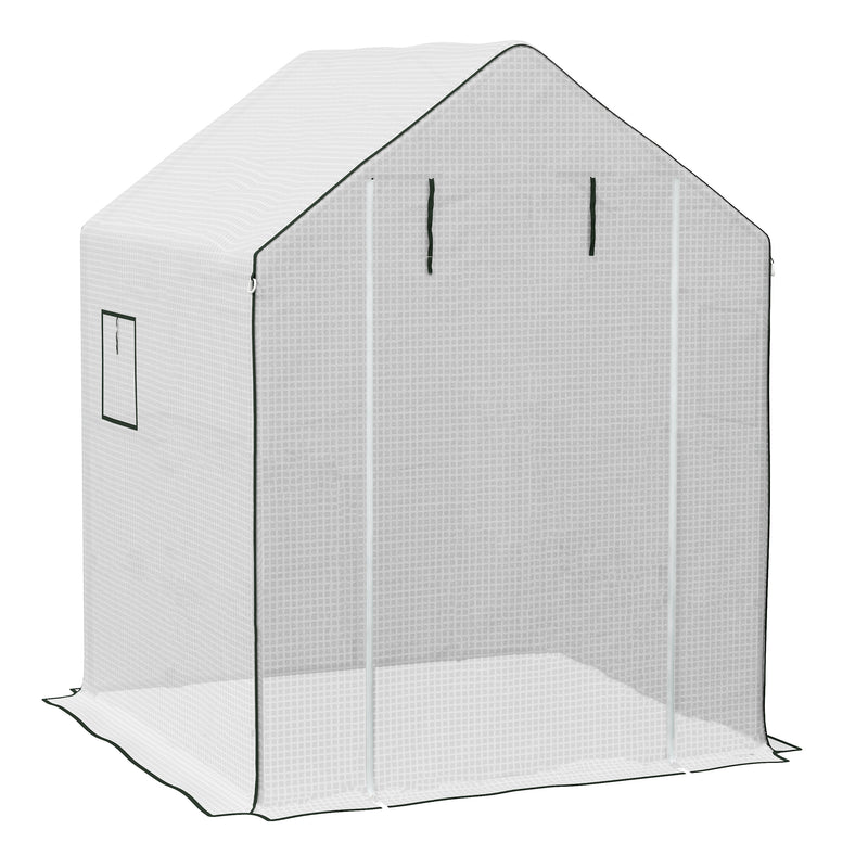 Supfirm 1 Piece Walk-in Greenhouse Replacement Cover for 01-0472 w/ Roll-up Door and Mesh Windows, 55"x56.25"x74.75" Reinforced Anti-Tear PE Hot House Cover (Frame Not Included), White