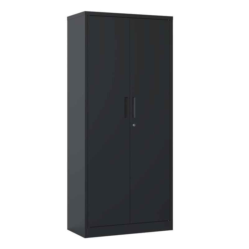 Supfirm 72"H Metal Garage Storage Cabinet, Black Tool Steel Locking Cabinet with Doors and 4 Shelves, Tall Cabinets for Garage Storage Systems Lockable File Cabinet for Home Office, Classroom/Pantry