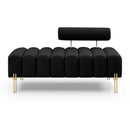 53.2" Width Modern End of Bed Bench Sherpa Fabric Upholstered 2 Seater Sofa Couch Entryway Ottoman Bench Fuzzy Sofa Stool Footrest Window Bench with Gold Metal Legs for Bedroom Living Room,Black - Supfirm