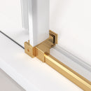 Supfirm 68'' - 72'' W x 76'' H Single Sliding Frameless Shower Door With 3/8 Inch (10mm) Clear Glass in Brushed Gold