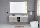 60*23*21in Wall Hung Doulble Sink Bath Vanity Cabinet Only in Bathroom Vanities without Tops - Supfirm