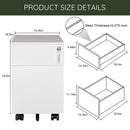 Supfirm 2 Drawer Mobile File Cabinet with Lock Metal Filing Cabinet for Legal/Letter/A4/F4 Size, Fully Assembled Include Wheels, Home/Office Design,WHITE