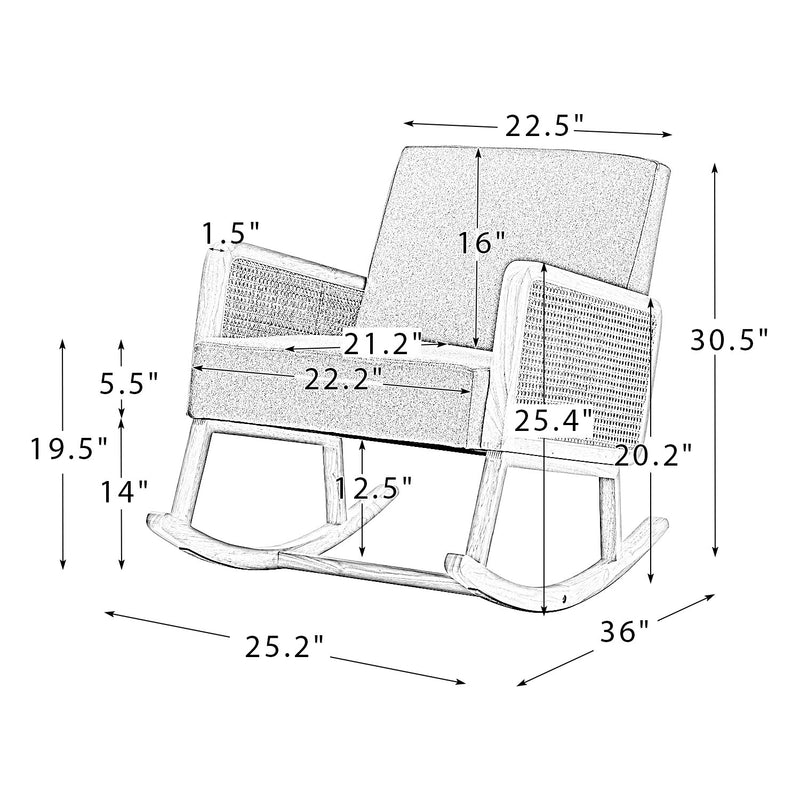 Supfirm Trachin Rocking Chair with Rattan Arms
