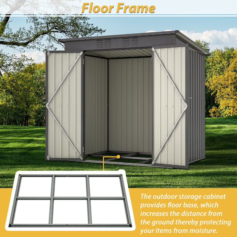 Supfirm 6 x 4 ft Outdoor Storage Shed, All Weather Tool Shed for Garden, Backyard, Lawn, Black