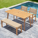 Supfirm Mauricio 4-Piece Acacia Wood Dining Set with Stacking Chair